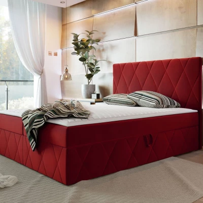Hotelová manželská posteľ 140x200 PALMA - červená + topper ZDARMA