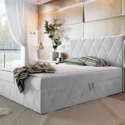 Hotelová manželská posteľ 140x200 PALMA - svetlá šedá + topper ZDARMA