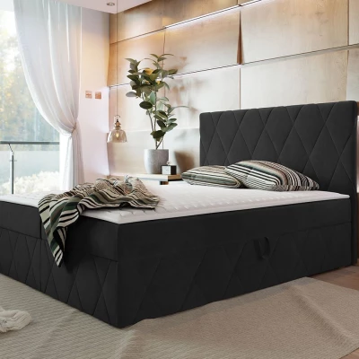 Hotelová manželská posteľ 140x200 PALMA - čierna + topper ZDARMA