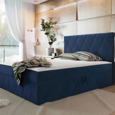 Hotelová manželská posteľ 140x200 PALMA - modrá + topper ZDARMA