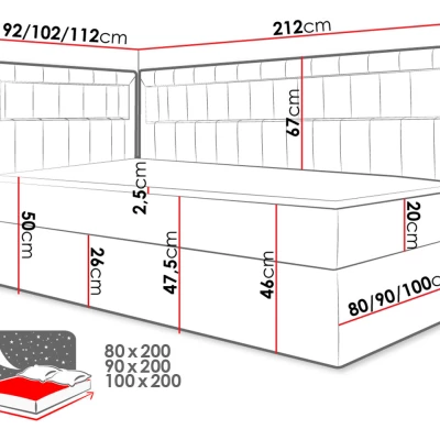 Kontinentálna jednolôžková posteľ 90x200 RAMIRA 3 - biela ekokoža / žltá, pravé prevedenie + topper ZDARMA