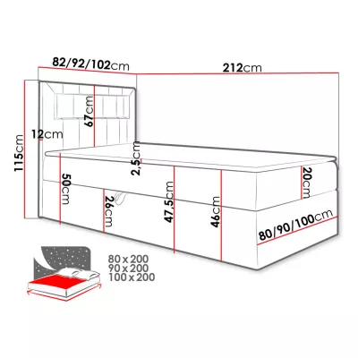 Kontinentálna jednolôžková posteľ 90x200 RAMIRA 1 - biela ekokoža / hnedá 2, pravé prevedenie + topper ZDARMA