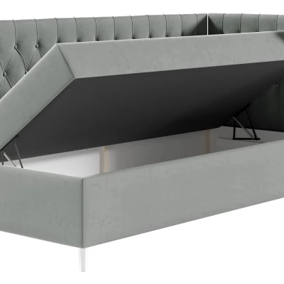Boxspringová jednolôžková posteľ 90x200 PORFIRO 3 - biela ekokoža / červená, pravé prevedenie + topper ZDARMA