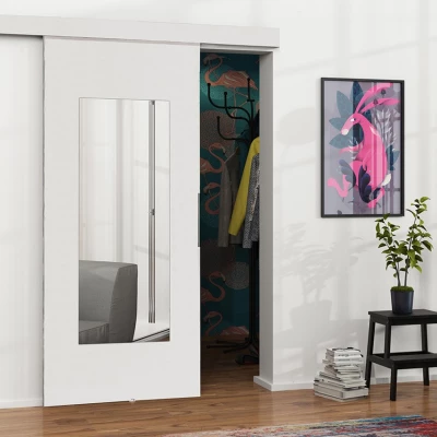 Posuvné interiérové dvere so zrkadlom VIGRA 9 - 90 cm, biele