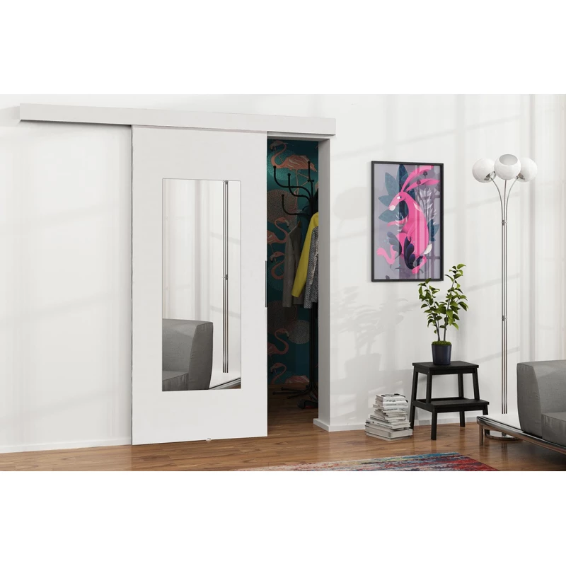 Posuvné interiérové dvere so zrkadlom VIGRA 9 - 90 cm, biele
