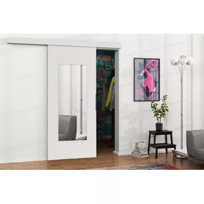Posuvné interiérové dvere so zrkadlom VIGRA 9 - 80 cm, biele