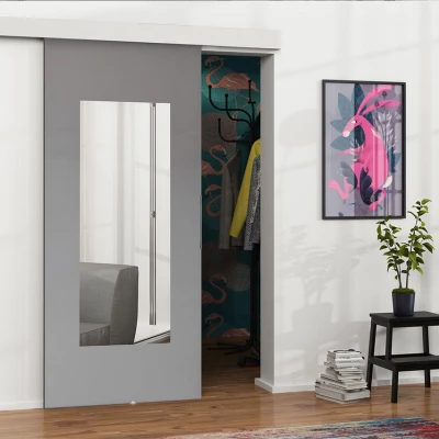 Posuvné interiérové dvere so zrkadlom VIGRA 9 - 100 cm, antracitové