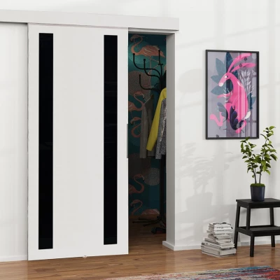 Posuvné interiérové dvere VIGRA 8 - 90 cm, čierne / biele