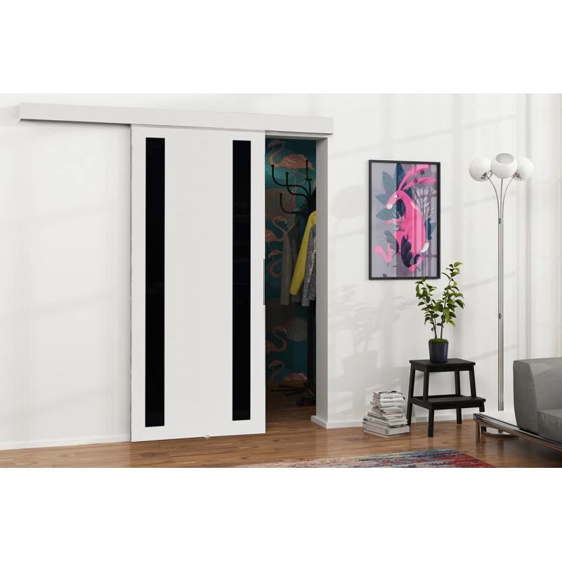 Posuvné interiérové dvere VIGRA 8 - 90 cm, čierne / biele