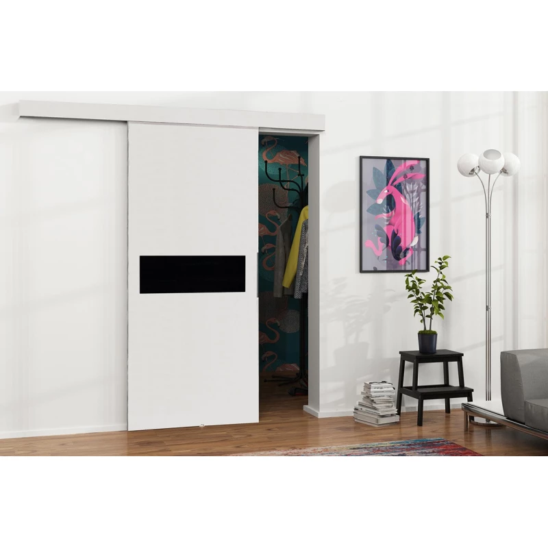 Posuvné interiérové dvere VIGRA 6 - 80 cm, čierne / biele