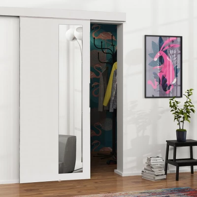 Posuvné interiérové dvere so zrkadlom VIGRA 5 - 90 cm, biele