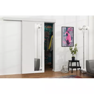 Posuvné interiérové dvere so zrkadlom VIGRA 5 - 80 cm, biele