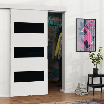 Posuvné interiérové dvere VIGRA 4 - 100 cm, čierne / biele
