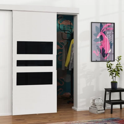 Posuvné interiérové dvere VIGRA 3 - 90 cm, čierne / biele