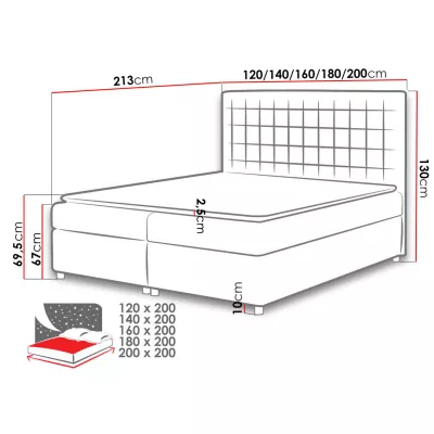 Hotelová manželská posteľ 140x200 SARITA - tmavá šedá + topper ZDARMA