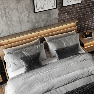 Spálňová zostava s posteľou 180x200 FARN 2 - dub artisan / čierna