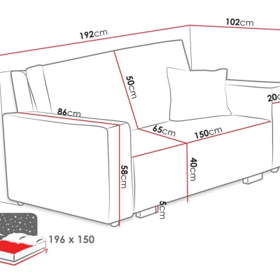 Rozkladací gauč s úložným priestorom CHIAKY 3 - ružový