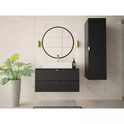 Kúpeľňová zostava PALBAN 2 - čierna + sifón a umývadlo ZDARMA
