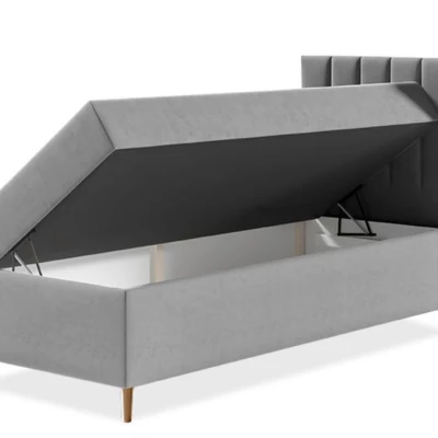 Hotelová jednolôžková posteľ 80x200 ROCIO 1 - biela ekokoža / čierna, pravé prevedenie + topper ZDARMA