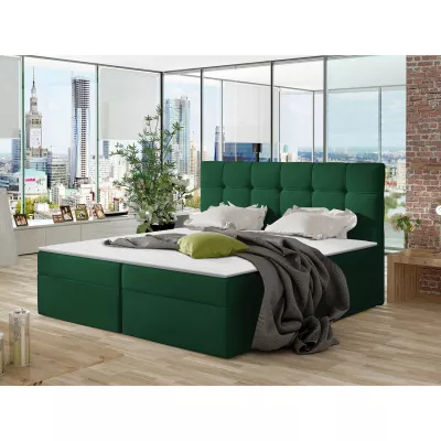 Boxpringová manželská posteľ 140x200 CLARA - zelená + topper ZDARMA