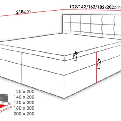 Boxpringová manželská posteľ 160x200 CLARA - béžová + topper ZDARMA