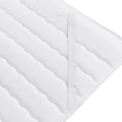 Boxspringová jednolôžková posteľ 100x200 PORFIRO 1 - biela ekokoža / khaki, ľavé prevedenie + topper ZDARMA