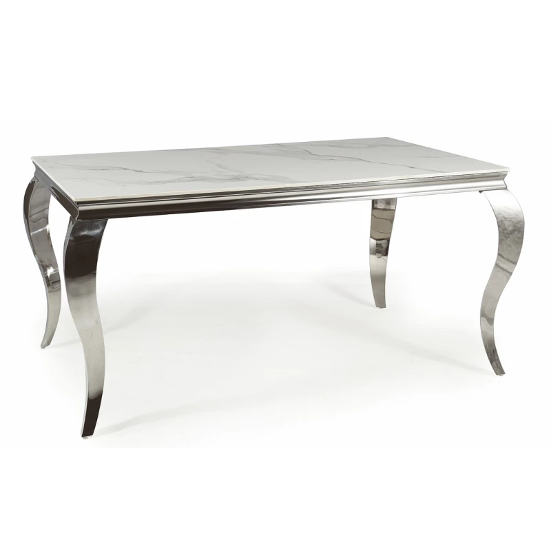 Jedálenský stôl PREDRAG - 180x90, biely / chróm