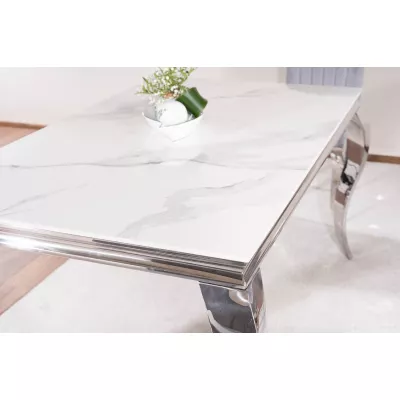 Jedálenský stôl PREDRAG - 180x90, biely / chróm