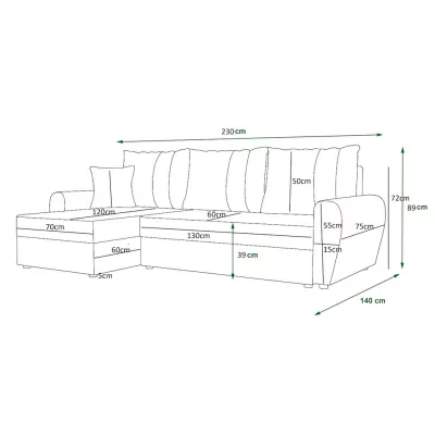 Rohová rozkladacia sedacia súprava TOKI - béžová / hnedá