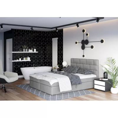 Boxspringová posteľ s úložným priestorom WALLY COMFORT - 200x200, šedá