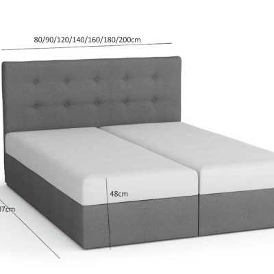 Boxspringová posteľ s úložným priestorom WALLY COMFORT - 180x200, šedá