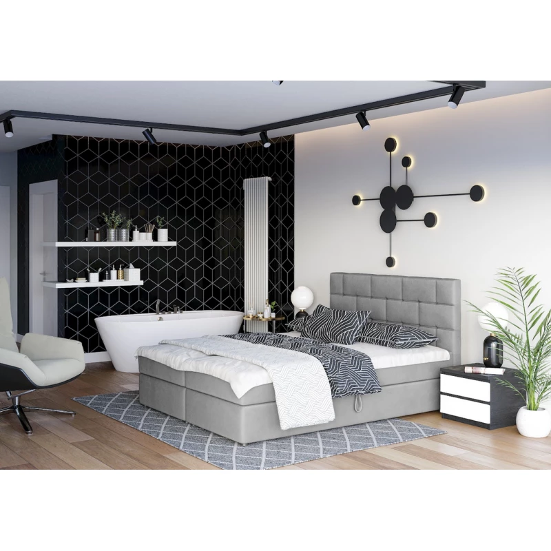 Boxspringová posteľ s úložným priestorom WALLY COMFORT - 160x200, šedá