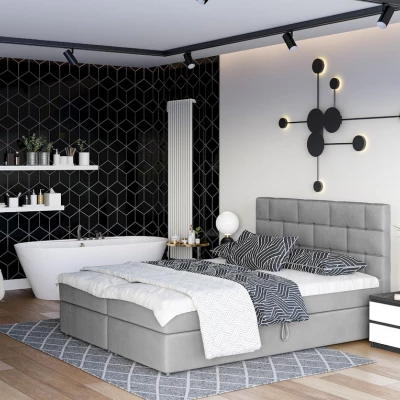Boxspringová posteľ s úložným priestorom WALLY COMFORT - 140x200, šedá