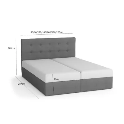 Boxspringová posteľ s úložným priestorom WALLY - 200x200, šedá