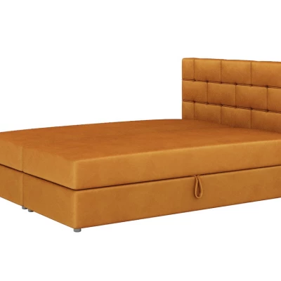 Boxspringová posteľ s úložným priestorom WALLY COMFORT - 200x200, horčicová