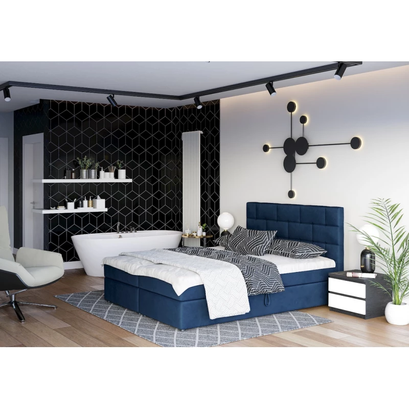 Boxspringová posteľ s úložným priestorom WALLY COMFORT - 160x200, modrá