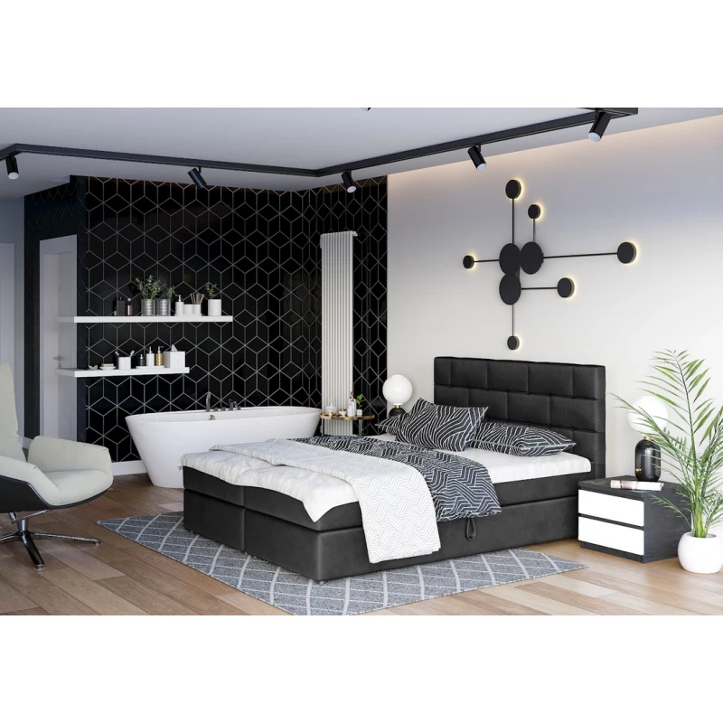 Boxspringová posteľ s úložným priestorom WALLY COMFORT - 120x200, čierna
