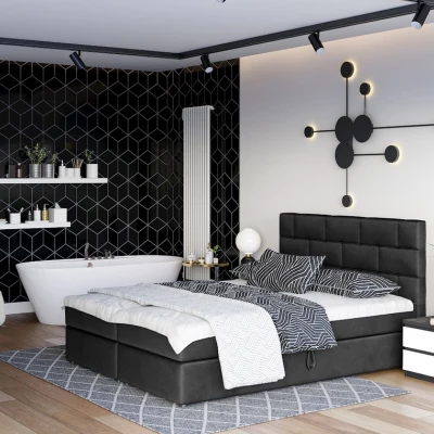 Boxspringová posteľ s úložným priestorom WALLY COMFORT - 140x200, čierna
