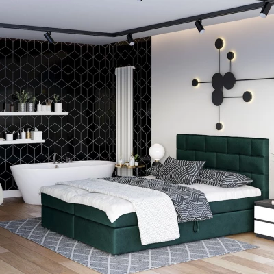 Boxspringová posteľ s úložným priestorom WALLY COMFORT - 180x200, zelená