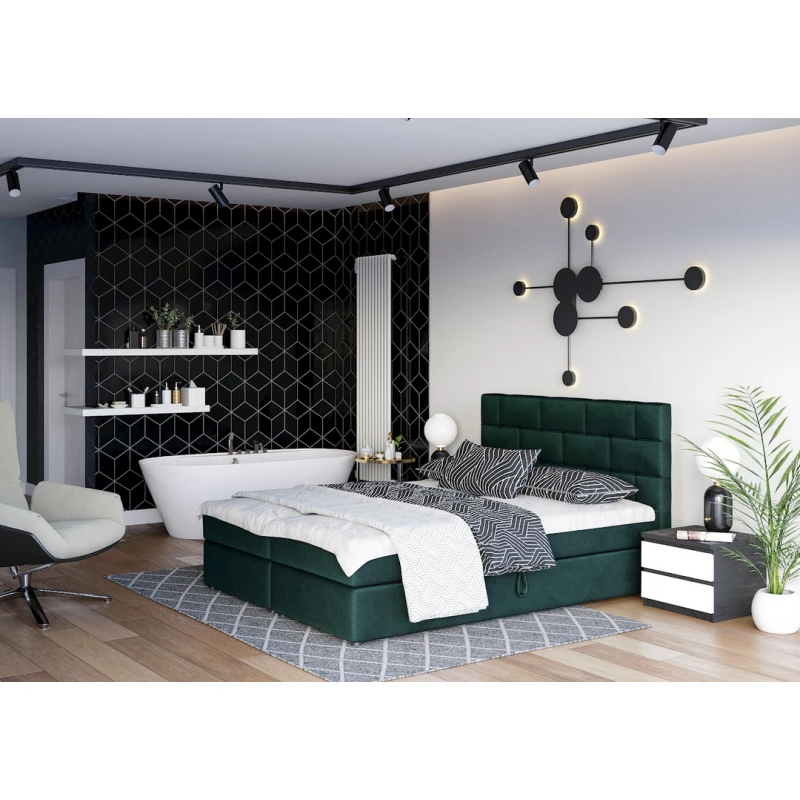 Boxspringová posteľ s úložným priestorom WALLY COMFORT - 160x200, zelená