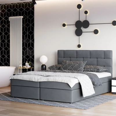 Boxspringová posteľ s úložným priestorom WALLY COMFORT - 160x200, tmavo šedá