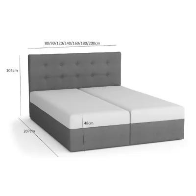 Boxspringová posteľ s úložným priestorom WALLY - 200x200, tmavo šedá