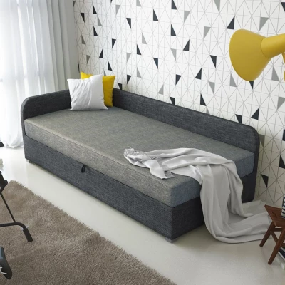 Jednolôžková čalúnená posteľ VALESKA COMFORT - 100x200, ľavá, svetlo šedá / šedá 
