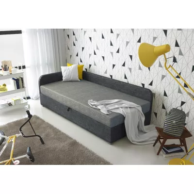 Jednolôžková čalúnená posteľ VALESKA COMFORT - 100x200, ľavá, svetlo šedá / šedá 