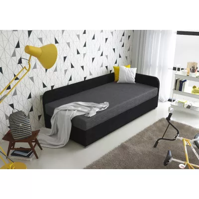 Jednolôžková čalúnená posteľ VALESKA COMFORT - 100x200, pravá, šedá / čierna