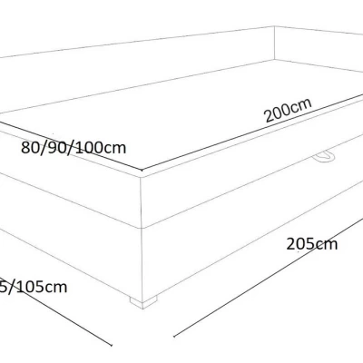 Jednolôžková čalúnená posteľ VALESKA COMFORT - 100x200, ľavá, šedá / čierna