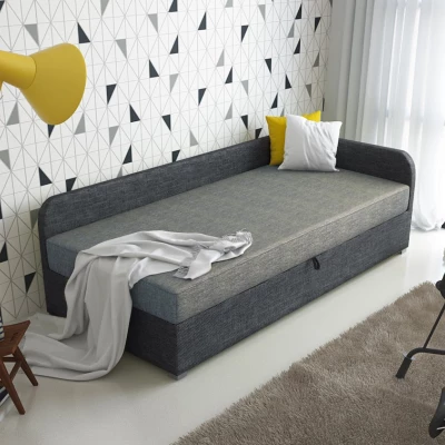 Jednolôžková čalúnená posteľ VALESKA COMFORT - 90x200, pravá, svetlo šedá / šedá