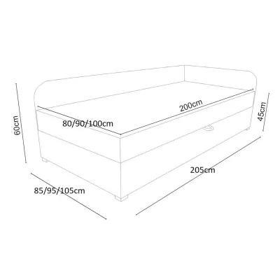 Jednolôžková čalúnená posteľ VALESKA COMFORT - 90x200, ľavá, svetlo šedá / šedá