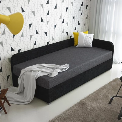 Jednolôžková čalúnená posteľ VALESKA COMFORT - 90x200, pravá, šedá / čierna