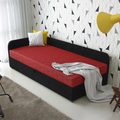 Jednolôžková čalúnená posteľ VALESKA COMFORT - 80x200, ľavá, červená / čierna